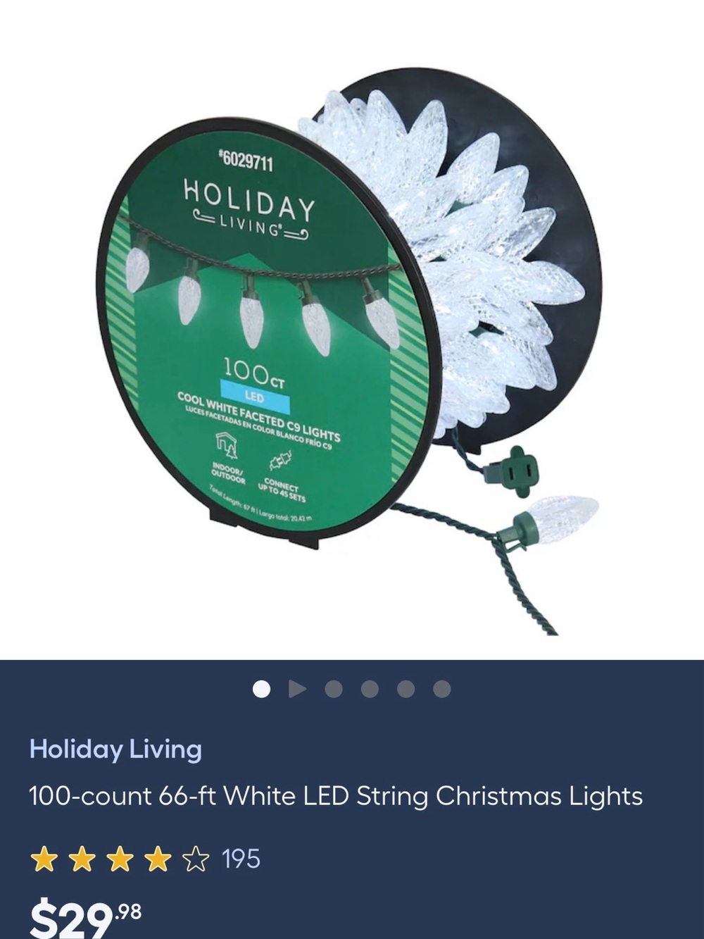 Cool White 100-Count LED C9 String Lights- 66 Ft- NEW